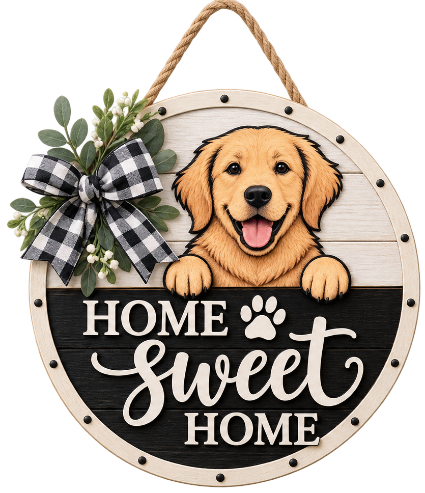 Home Sweet Home Dog Wooden Sign