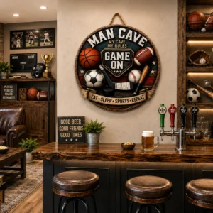 Man Cave Sports Wooden Sign