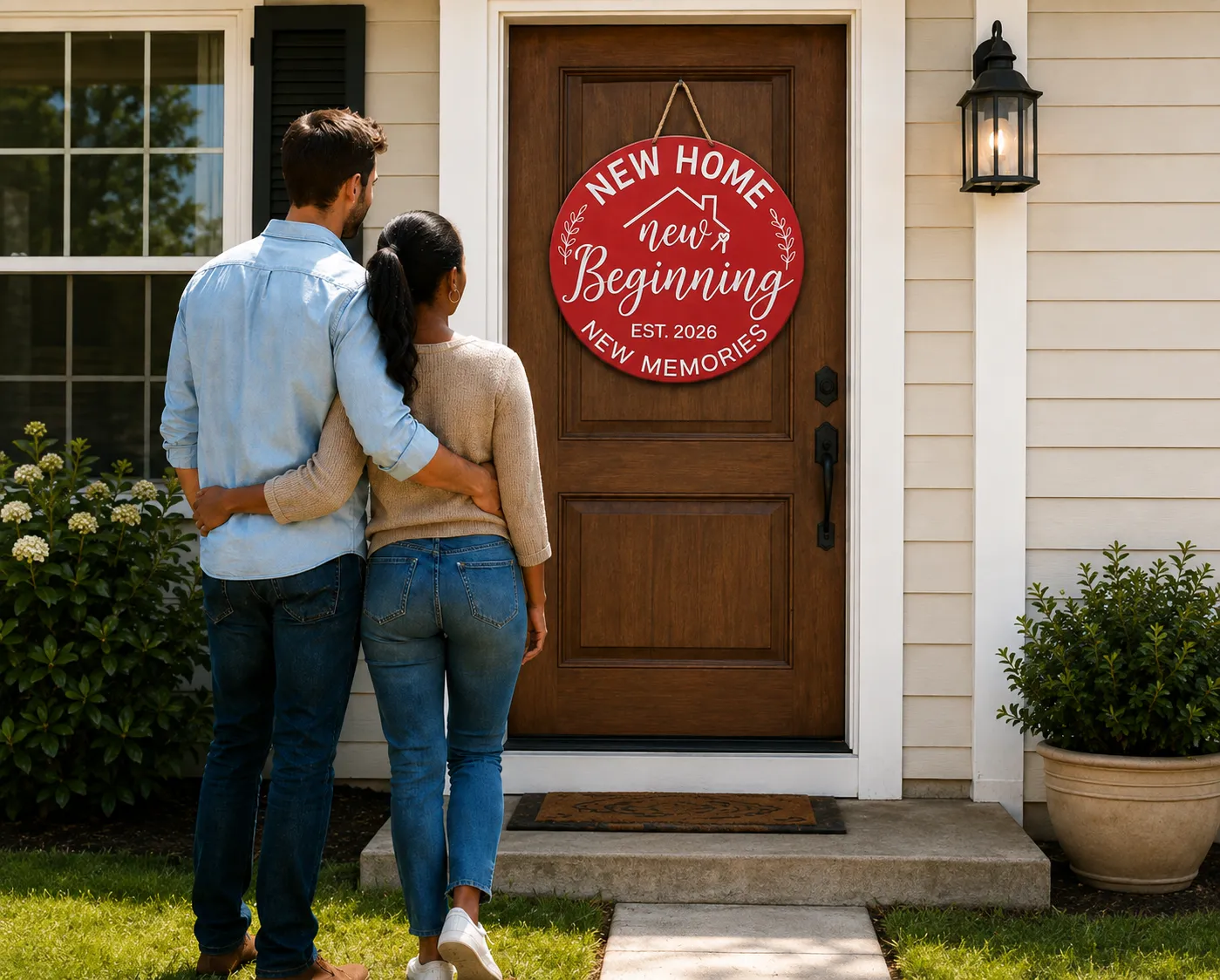 New Home, New Beginning door sign