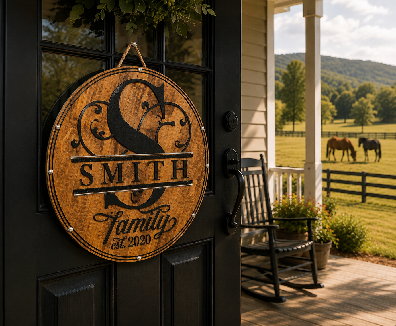 Personalized Round Wooden Door Sign